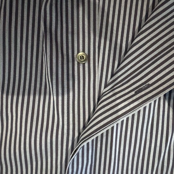 Lafayette 148 3/4 sleeve blue stripped button-up - Picture 7 of 7